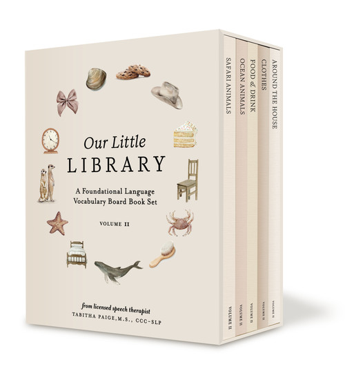 Our Little Library Vol. 2 (First 100 Words Board Book Box Set, including Ocean Animals, Safari Animals, Food and Drink, Clothes, and Around the House) by Tabitha Paige, M.S., CCC-SLP, Paige Tate & Co., 9781958803882