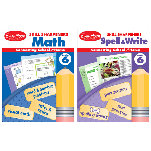 Skill Sharpenerrs: Math And Spelling, Grade 6 by Evan-Moor Educational Publishers, 9781645142003