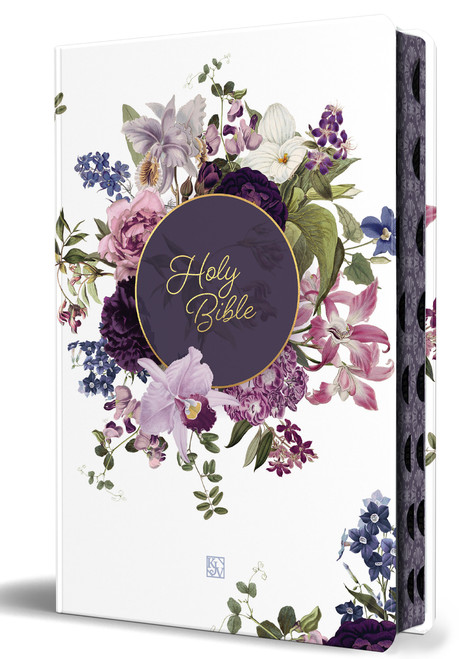 KJV Holy Bible, Large Print, Handy Size Format, Hardcover, Purple Flower, Page Edge Design, Thumb Index, Ribbon Marker, and Red Letter by KING JAMES VERSION, 9798890985378