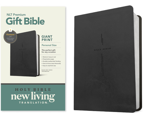 NLT Premium Gift Bible, Personal Size Giant Print, Filament Enabled (LeatherLike, Black Holy Cross, Red Letter) by Tyndale, New Living Translation, 9798400523502