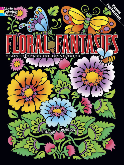 Floral Fantasies Stained Glass Coloring Book by Maggie Swanson, 9780486498072