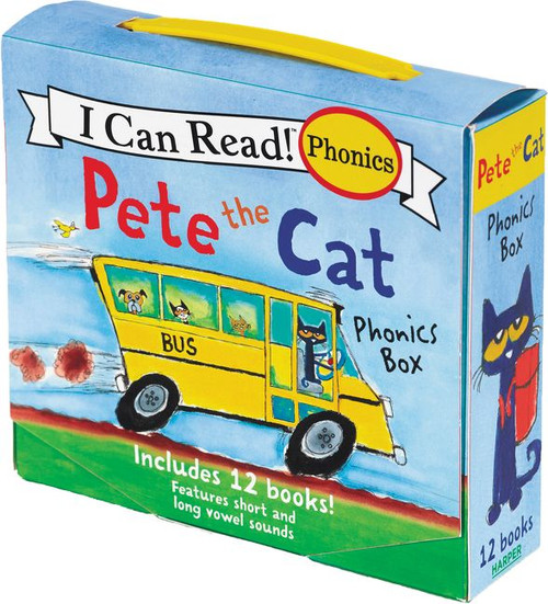 Pete the Cat 12-Book Phonics Fun! (A Box of 12 Mini-Books Featuring Short and Long Vowel Sounds) by James Dean, Kimberly Dean, James Dean, 9780062404527