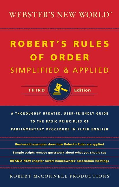 Webster's New World Robert's Rules Of Order Simplified And Applied, Third Ed. by Robert McConnell Productions, 9780544236035