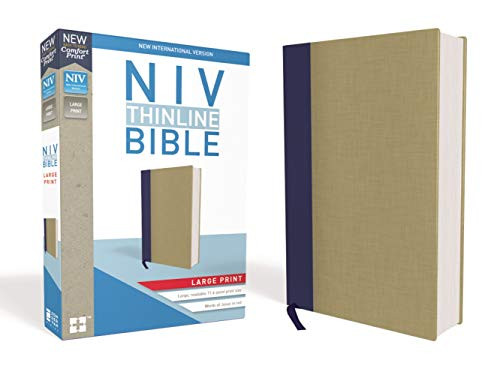NIV, Thinline Bible, Large Print, Cloth over Board, Blue/Tan, Red Letter Edition, Comfort Print by  Zondervan, 9780310448303
