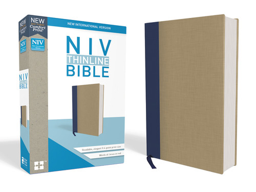 NIV, Thinline Bible, Cloth over Board, Blue/Tan, Red Letter Edition, Comfort Print by  Zondervan, 9780310448747