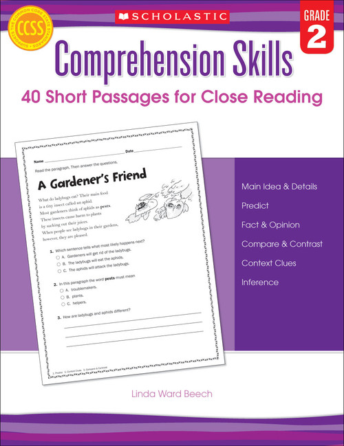 Comprehension Skills: 40 Short Passages for Close Reading: Grade 2 by Linda Beech, 9780545460538