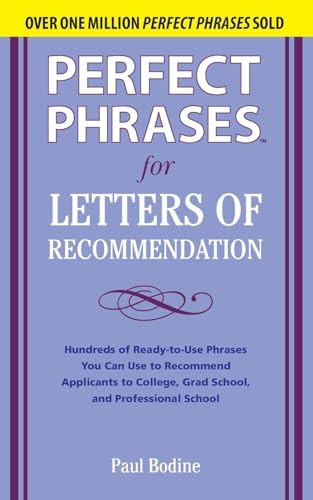 Perfect Phrases for Letters of Recommendation by Paul Bodine, 9780071626545