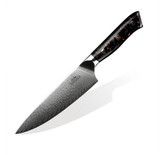 Deluxe 8 Inch Chef's Knife w/ Stainless Damascus Steel Blade & Carbon Fiber Handle