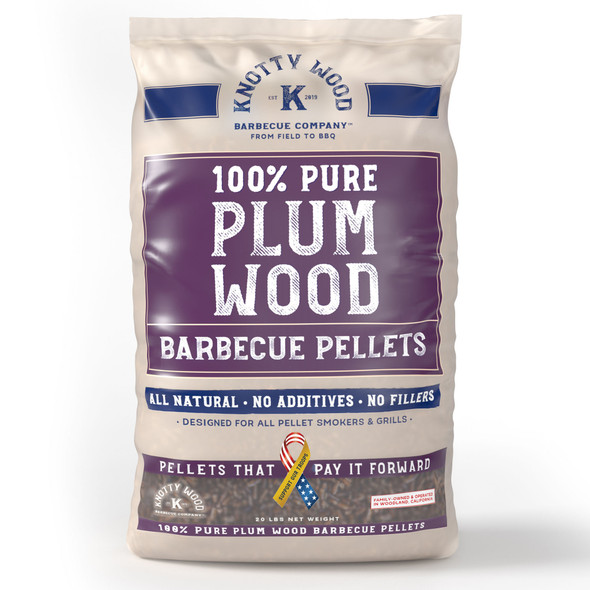 100% Pure Plum Wood Barbecue Pellets – 20 lbs