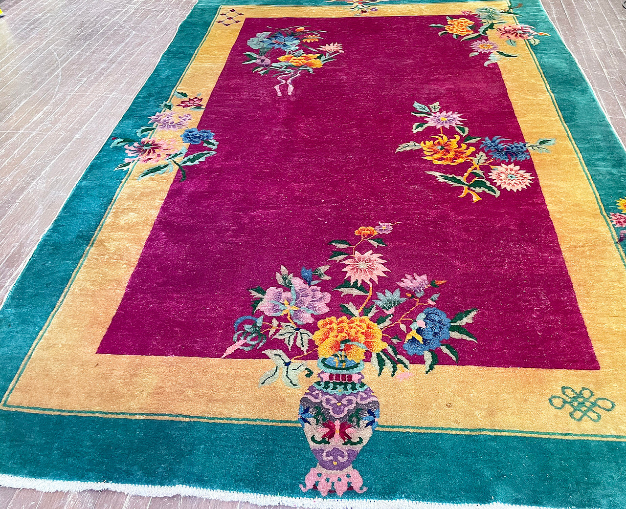 Antique Art Deco Chinese Carpet, Elegant, 6' x 8'8