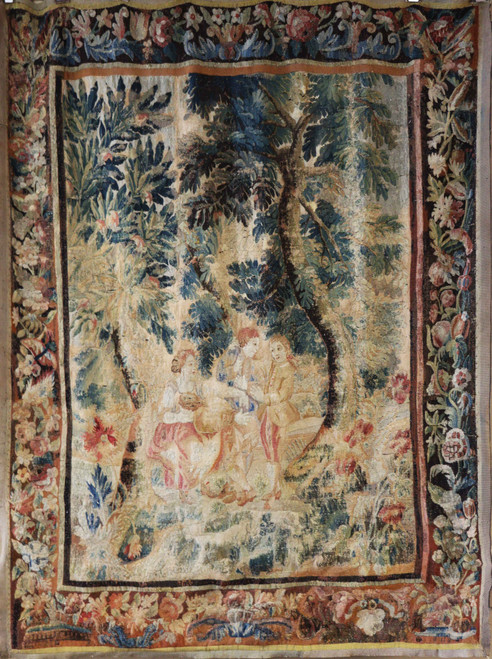 Antique Tapestry with Forest Landscape