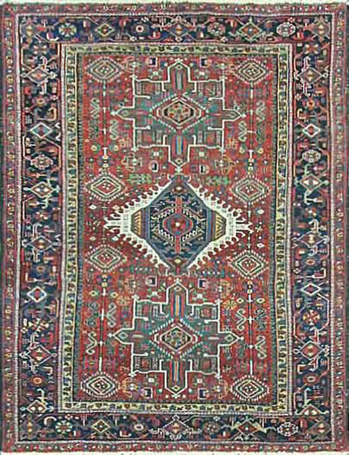 Antique Persian Karaja Rug 4'11" X 6'5"