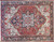 Horizontal, top facing image of antique Persian Heriz carpet, showing the scale/size of the rug.