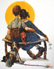 Camelot Dots Diamond Painting Kit Advanced Norman Rockwell Boy & Girl Gazing