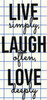 Leisure Arts Home Decor Vinyl Words & Phrases Live Simply Laugh Often 4.88"x 10.5" Black