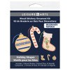 Leisure Arts Kit Wood Stitchery Ornaments 4 inch x 4 inch Holiday 3pc Set
