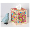 Leisure Arts Kit Wood Stitchery Tissue Box 5.5 inch x 5 inch x 5 inch Square Circle