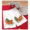 Leisure Arts Stamped Tea Towel With Perle Edge 17 inch x 28 inch Sleigh White 2pc