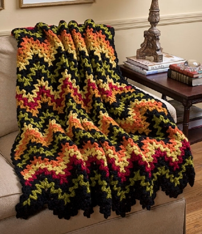 V-Stitch Ripple Afghan