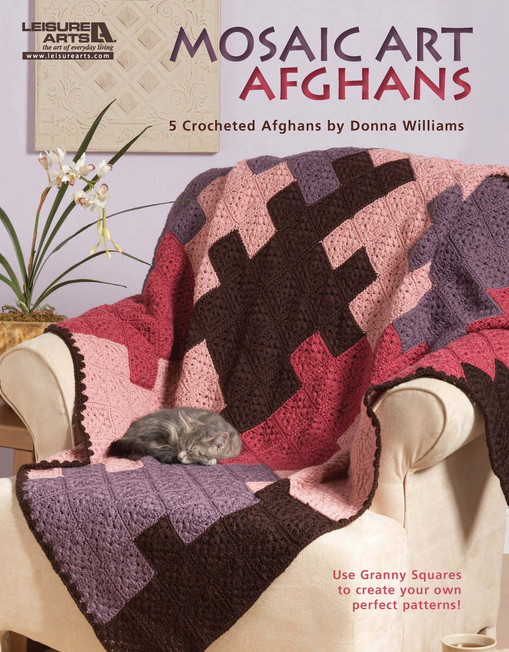 Leisure Arts Mosaic Art Afghans Crochet BK