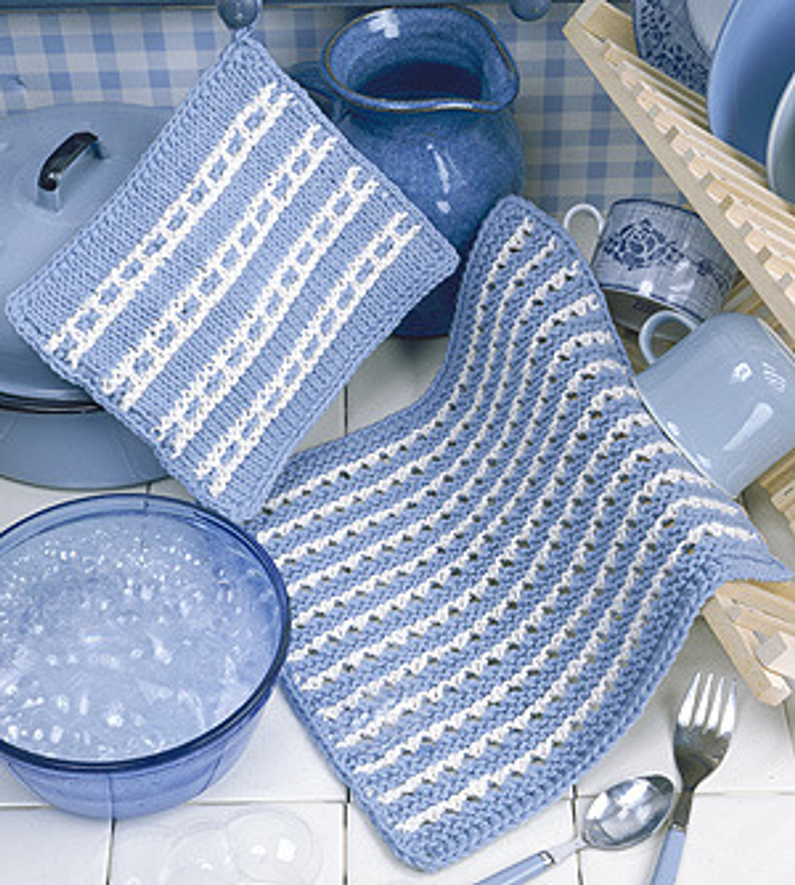 Blue Pot Holder with Pocket and Cotton Tea Towel
