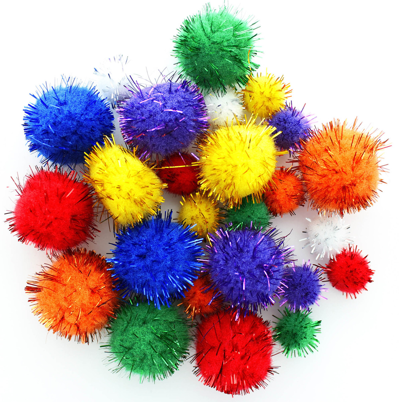 Essentials by Leisure Arts Pom Poms - Glitter Multi-colored - 1/2