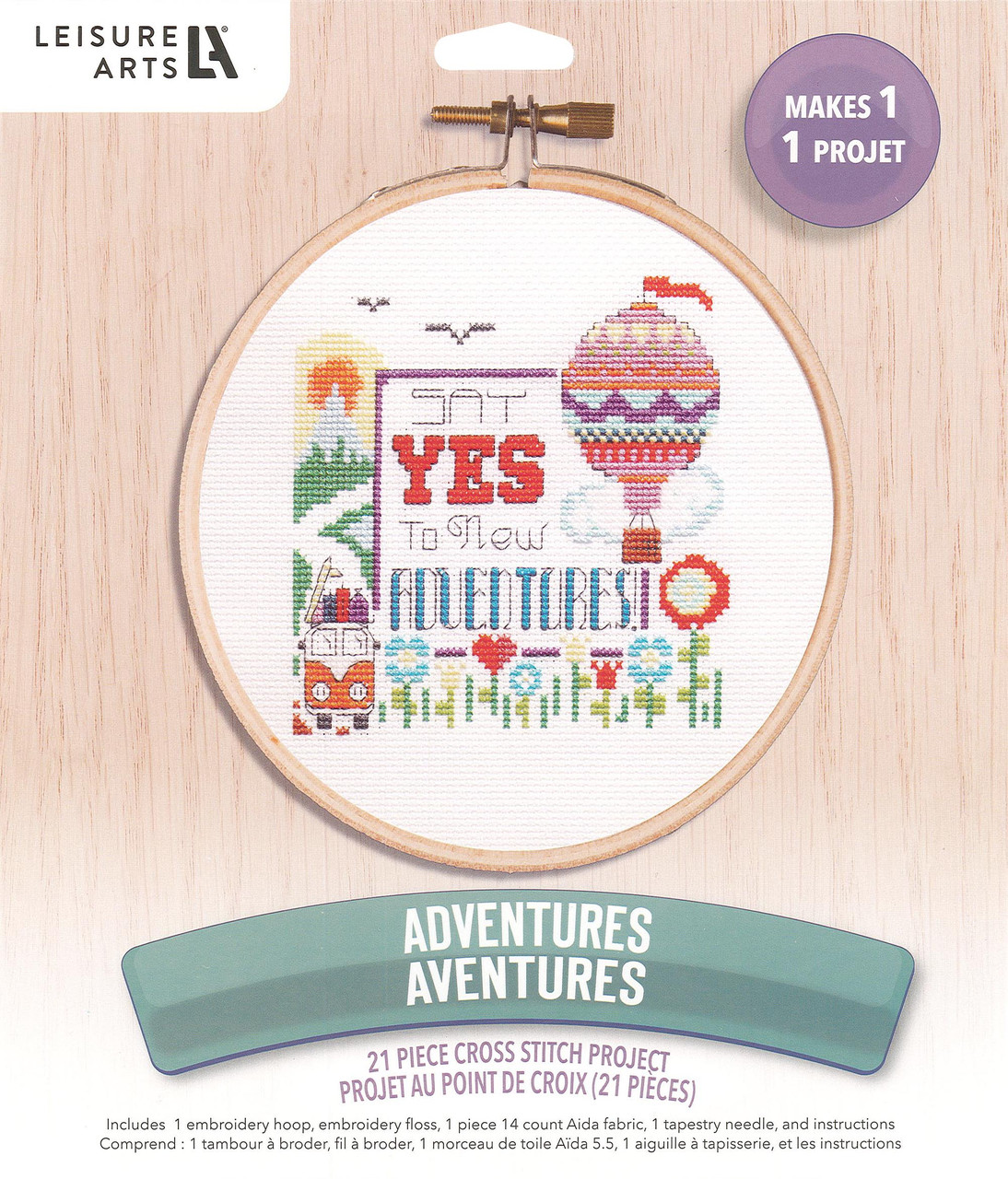 Leisure Arts Embroidery Kit 6 inch Joy - Embroidery Kit for Beginners - Embroidery Kit for Adults - Cross Stitch Kits - Cross Stitch Kits for