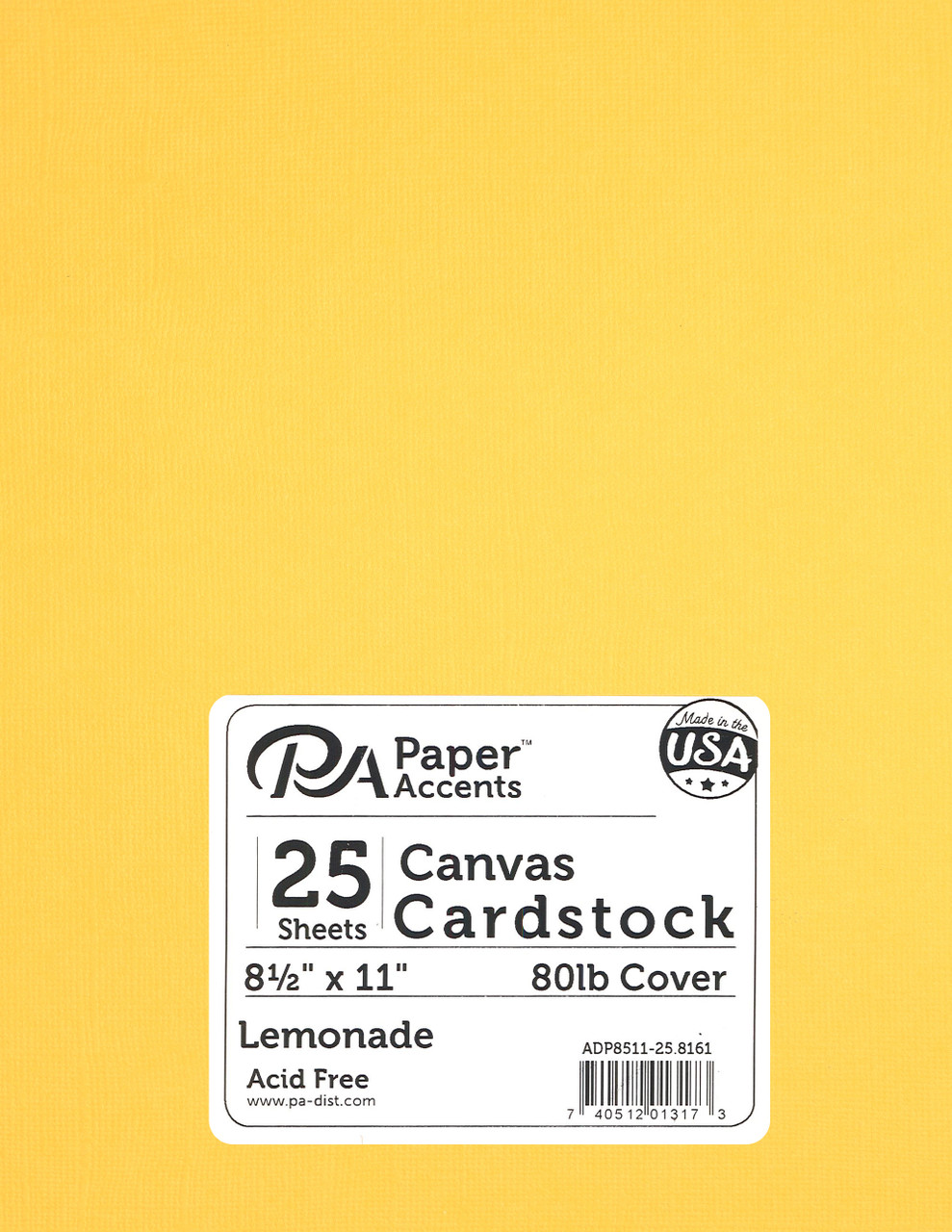 Paper Accents Cardstock 8.5x 11 Canvas 74lb Lemonade 25pc
