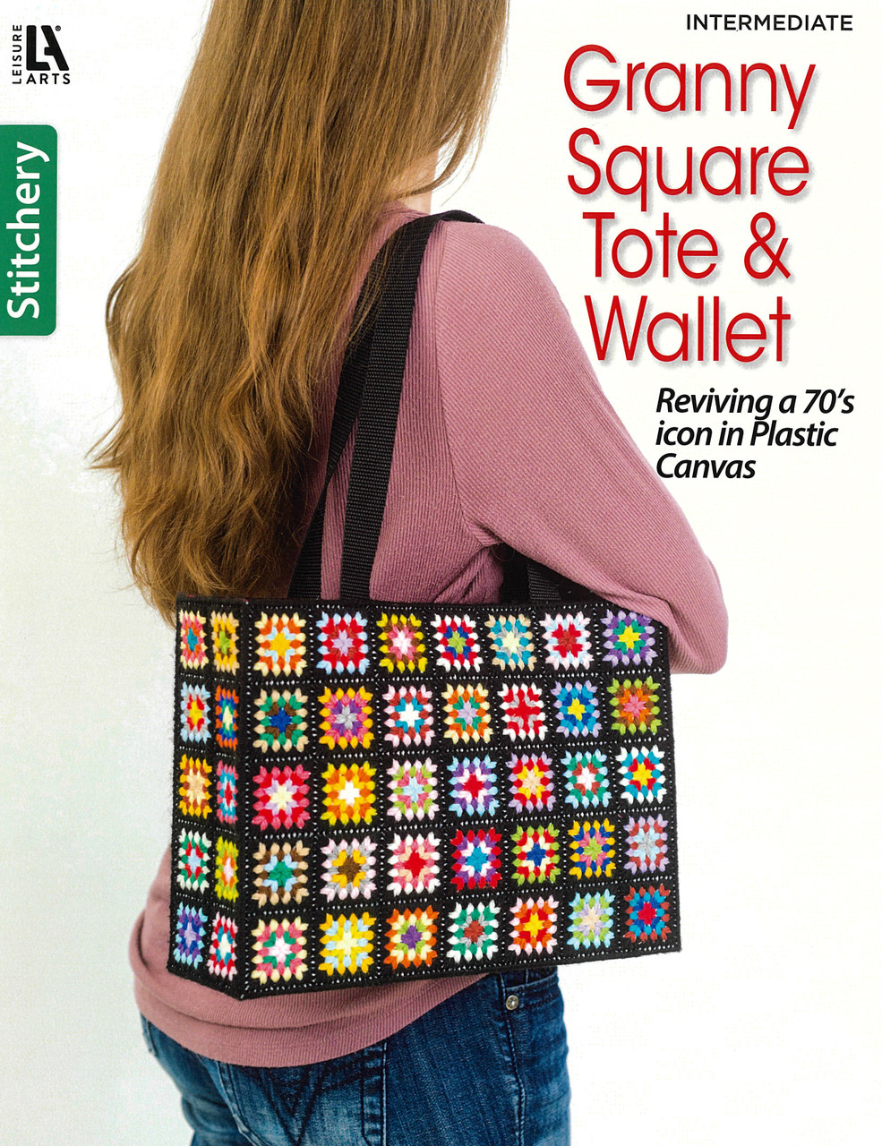 Leisure Arts Granny Square Tote & Wallet Plastic Canvas Stitchery Book