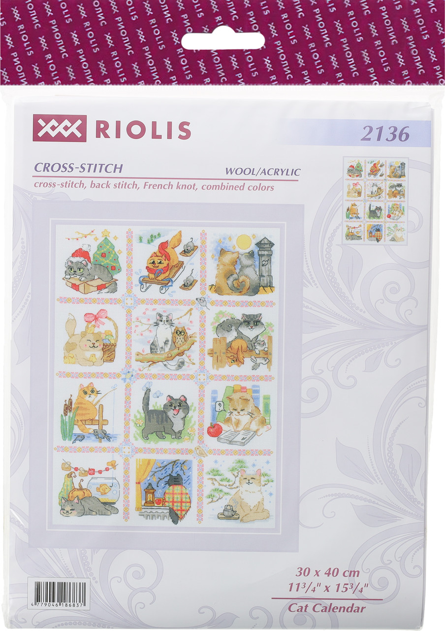 Riolis Cross Stitch Kit Cat Calendar - Leisure Arts