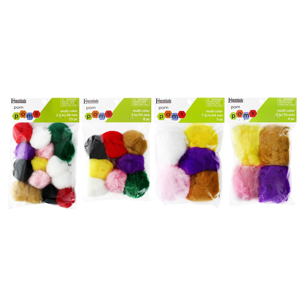 Essentials By Leisure Arts Pom Pom 1.5 inch Multi 15pc - Leisure Arts