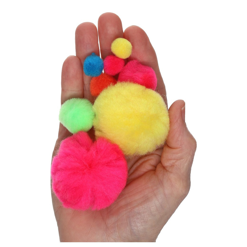 Essentials By Leisure Arts Pom Pom Assorted Sizes Bold Neon 100pc