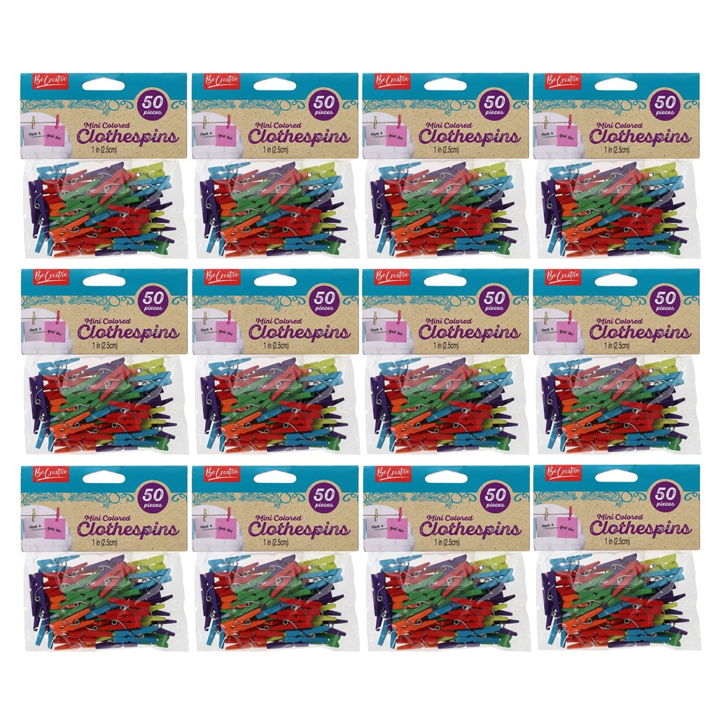 Ideal Home 36 CT Multicolor Plastic Clothespins - Heavy Duty Medium Size