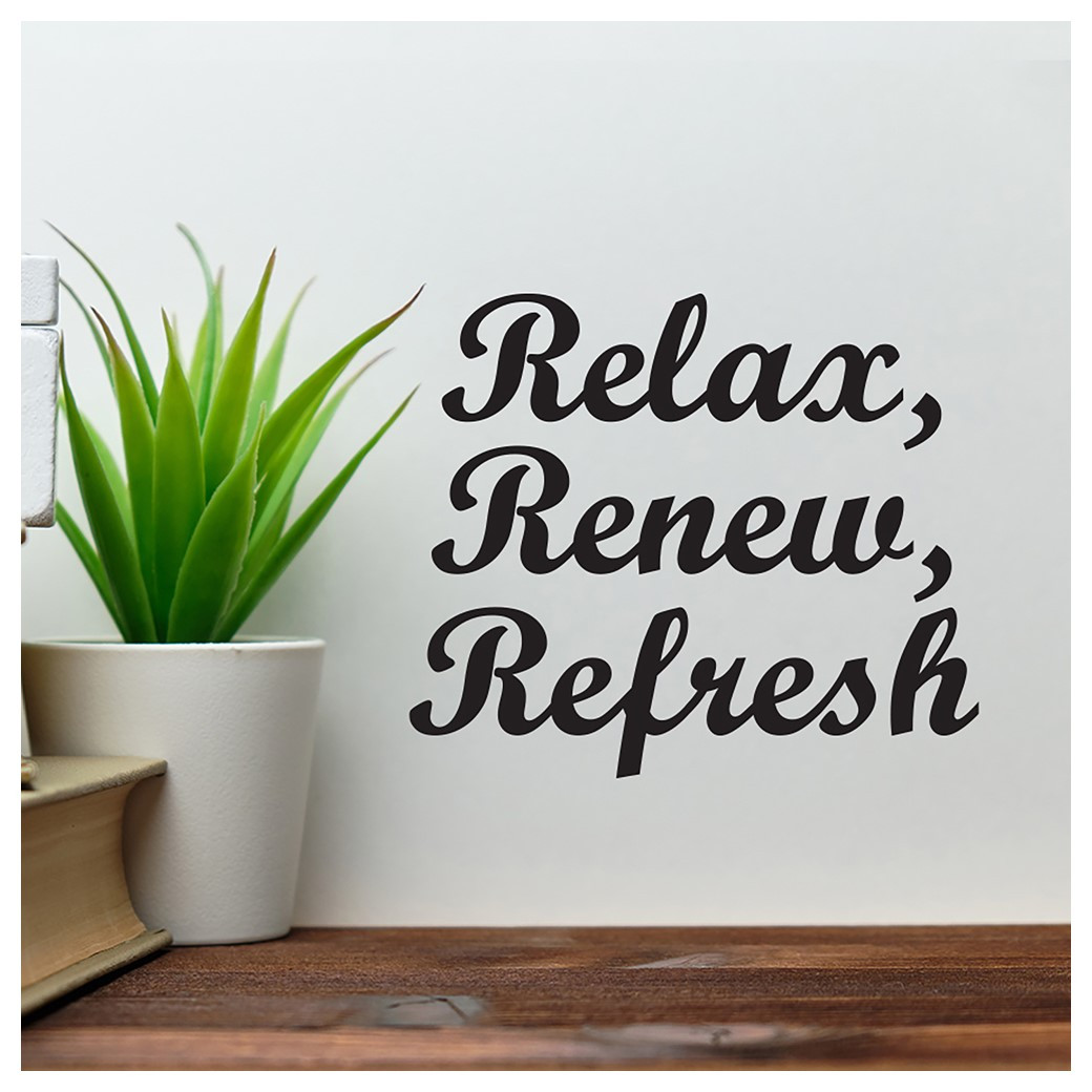 Leisure Arts Home Décor Vinyl Words Phrases Relax Renew Refresh
