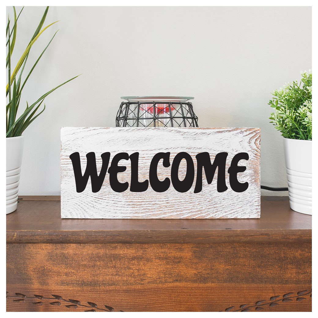 Leisure Arts Home Décor Vinyl Words Phrases Welcome 3 inch x 12.75