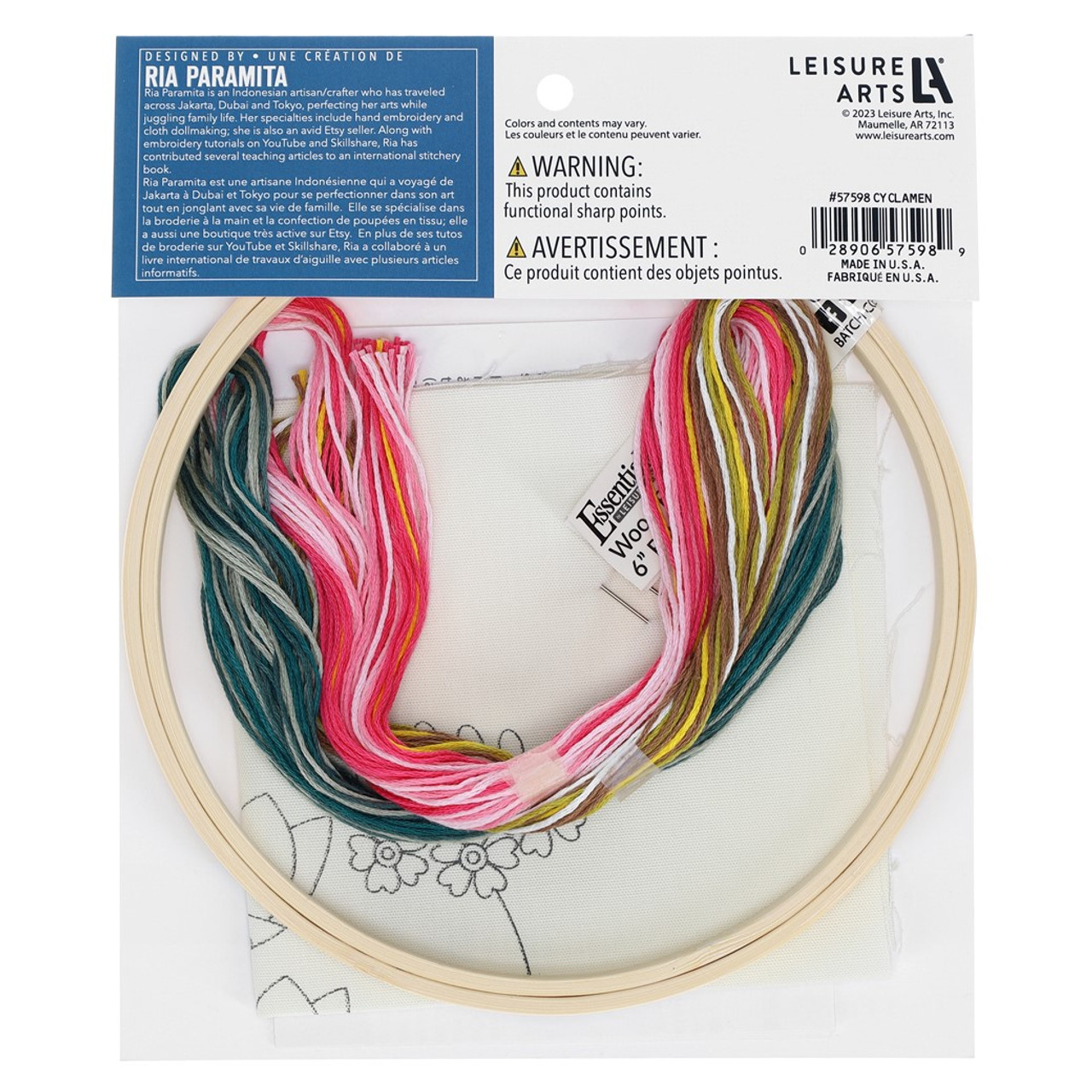 Leisure Arts Embroidery Kit 6 inch Cyclamen - Leisure Arts