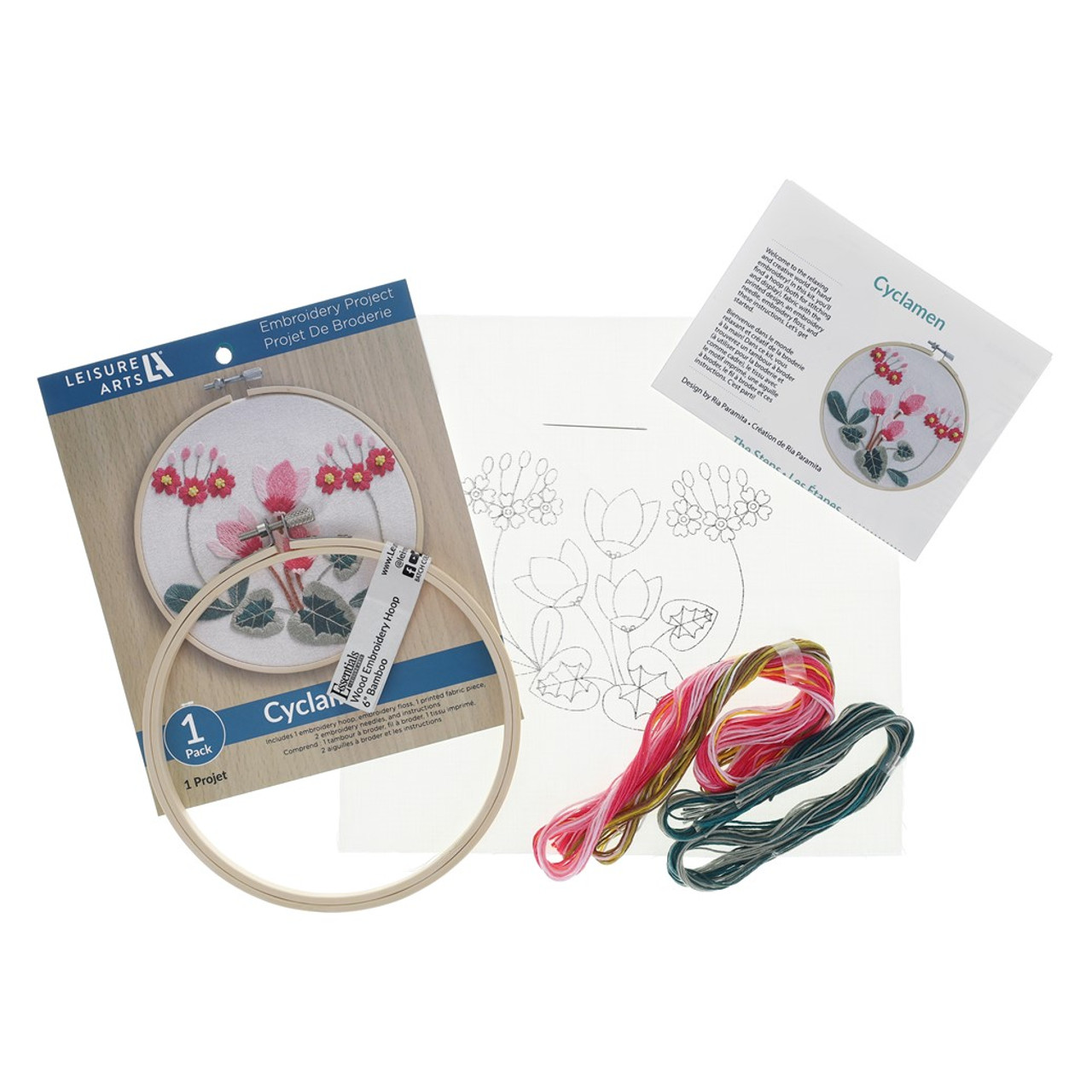 ハンドメイド　Y ourelia Leisure Arts Embroidery Kit 6 inch Cyclamen - Leisure Arts