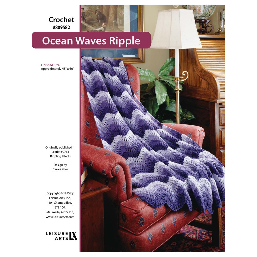 Leisure Arts Rippling Effects Ocean Waves Ripple Afghan Crochet