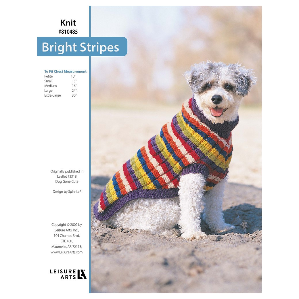 Leisure Arts Dog Gone Cute Bright Stripes Sweater Knit ePattern
