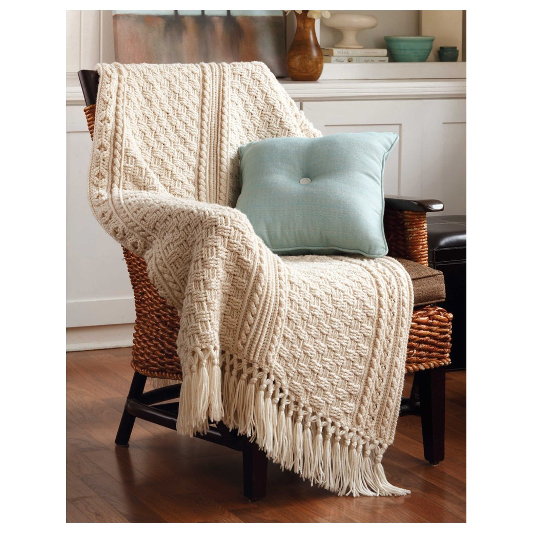 Leisure Arts Aran Afghans To Crochet Basketweave ePattern