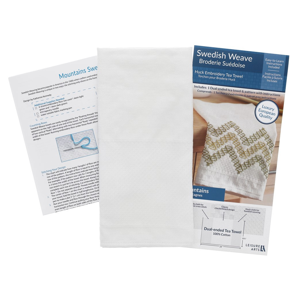 Leisure Arts DualEnded Huck Cloth Aida Cloth Tea Towel Swedish