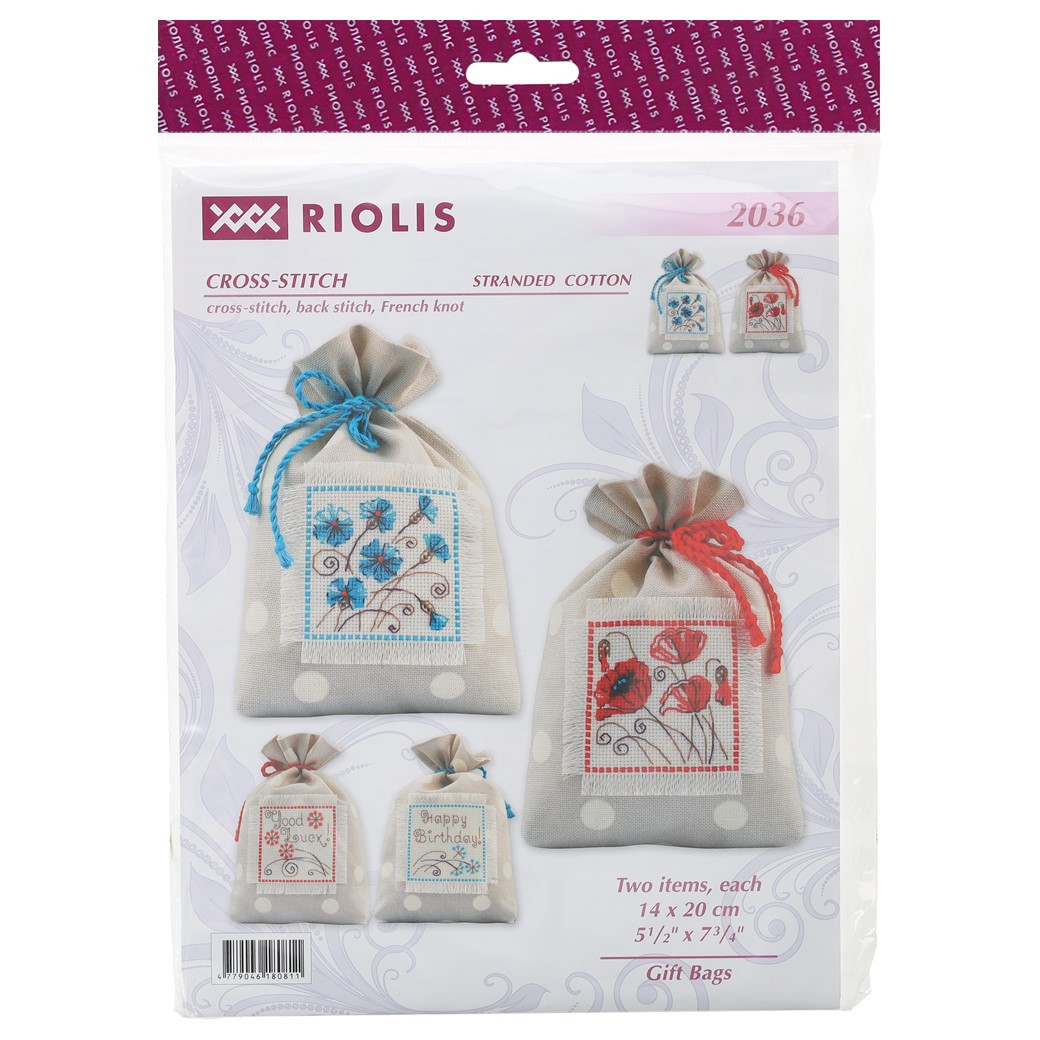 Riolis Cross Stitch Kit Gift Bags - Leisure Arts Riolis Cross Stitch Kit Gift Bags - Leisure Arts