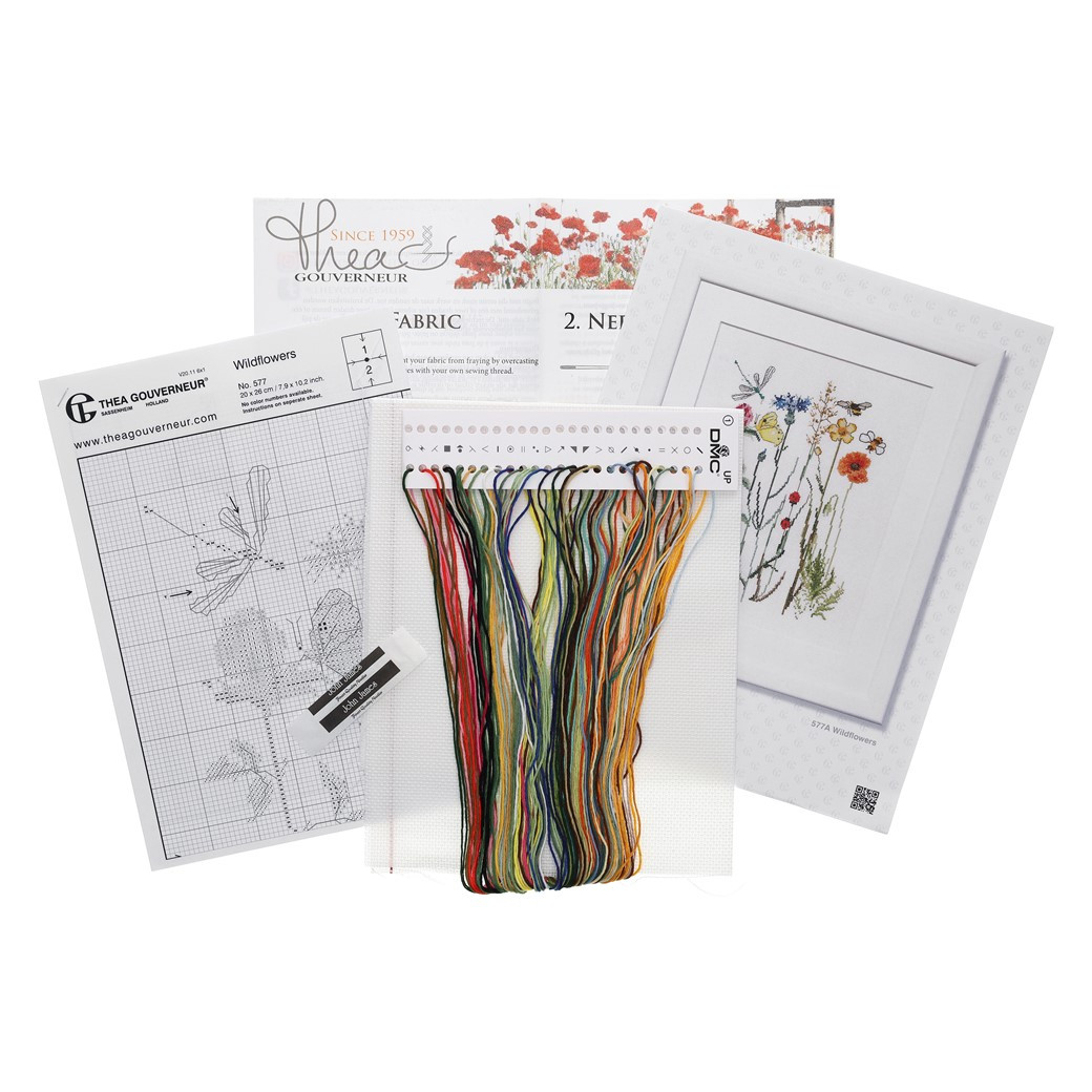 Thea Gouverneur Cross Stitch Kit 16ct Wildflowers - Leisure Arts
