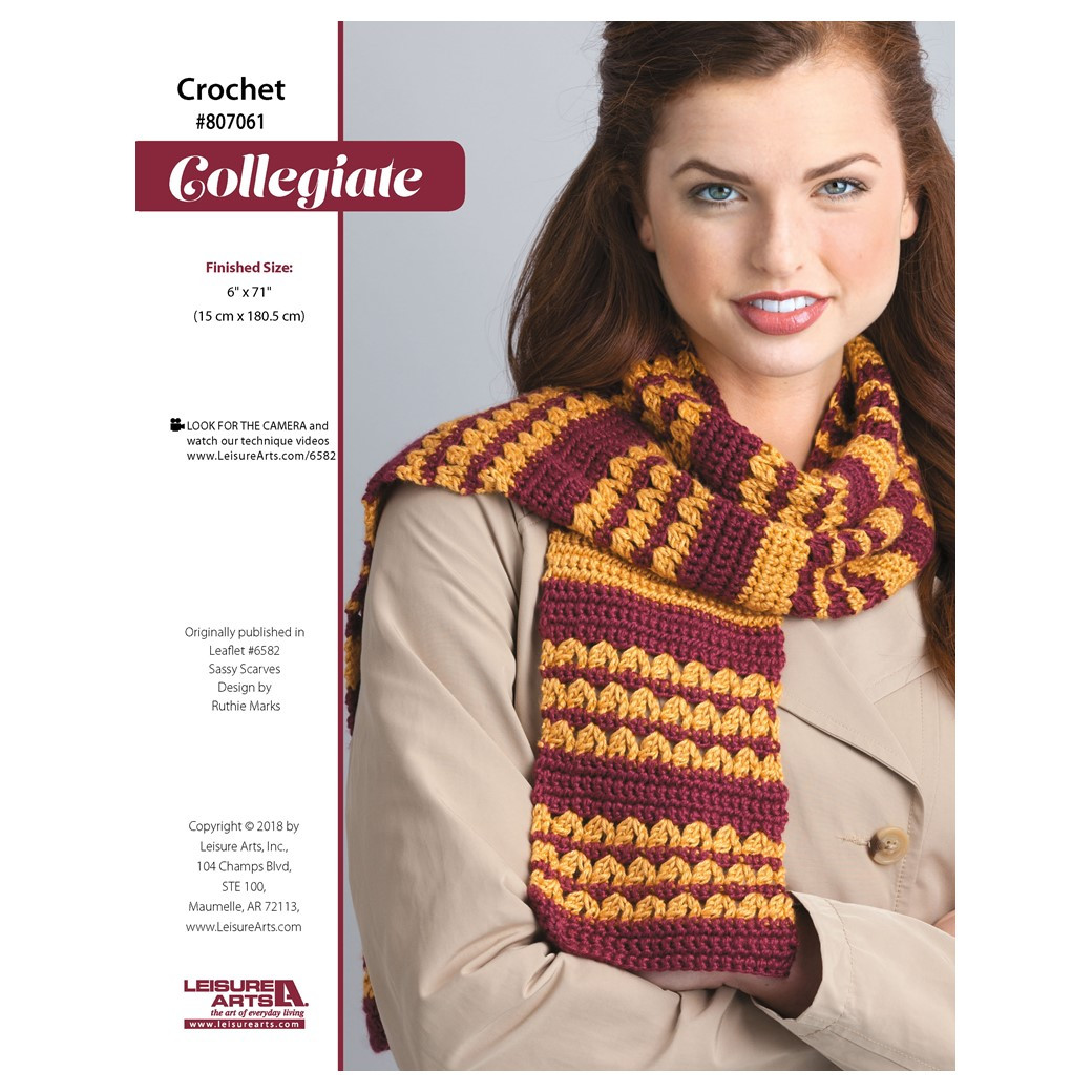Leisure Arts Sassy Scarves Crochet Collegiate ePattern - Leisure Arts