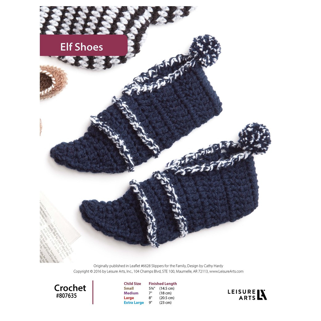 Leisure Arts Crochet Slippers For The Family Elf Shoes ePattern