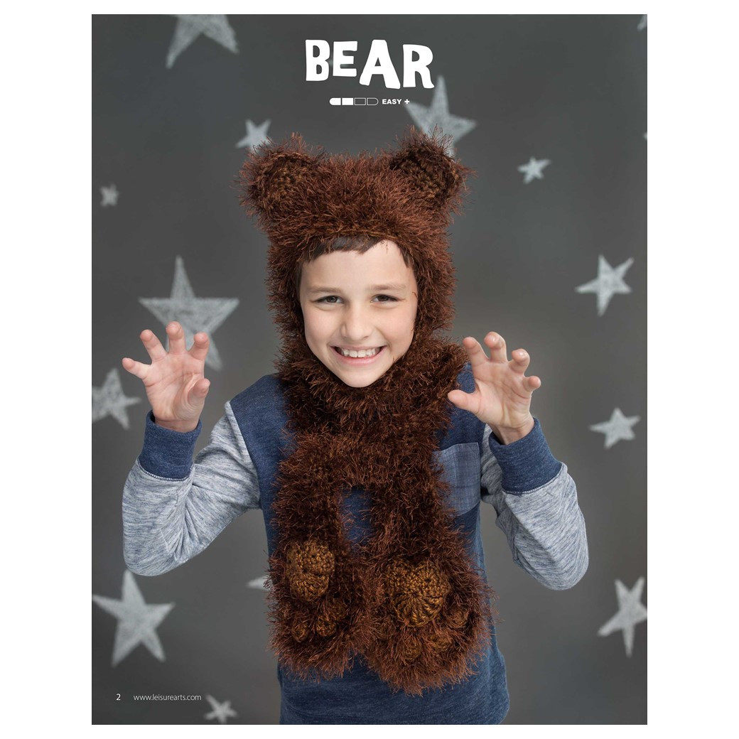 Leisure Arts Animal Hats Scarves Bear Crochet ePattern - Leisure Arts