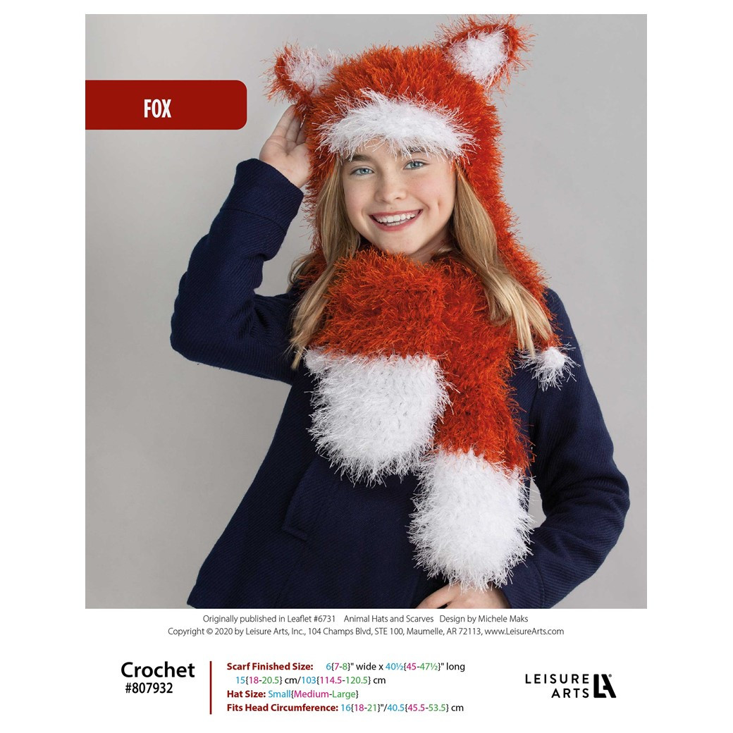 Leisure Arts Animal Hats Scarves Fox Crochet ePattern - Leisure Arts