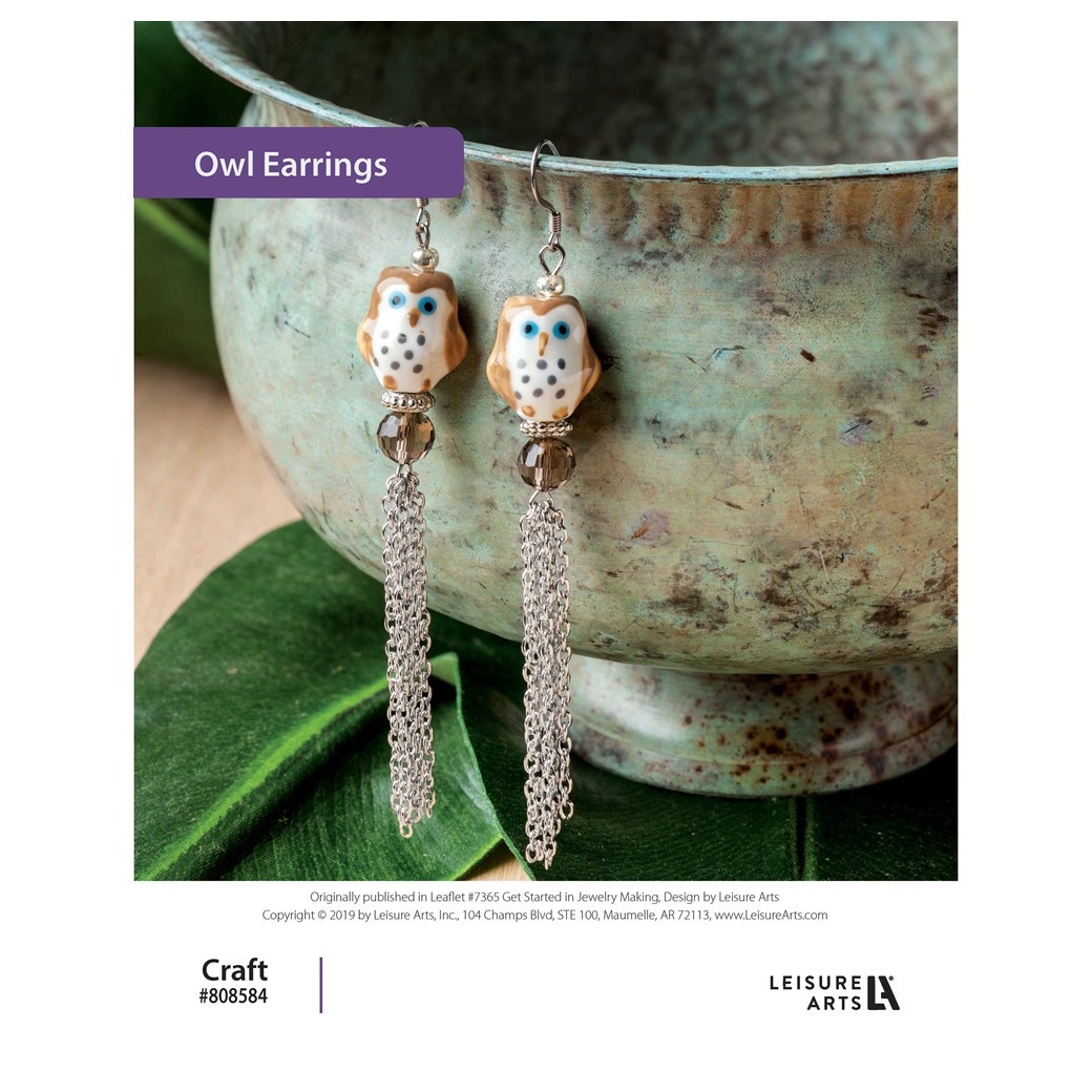 Leisure Arts Get Started In Jewelry Making Owl Earrings ePattern