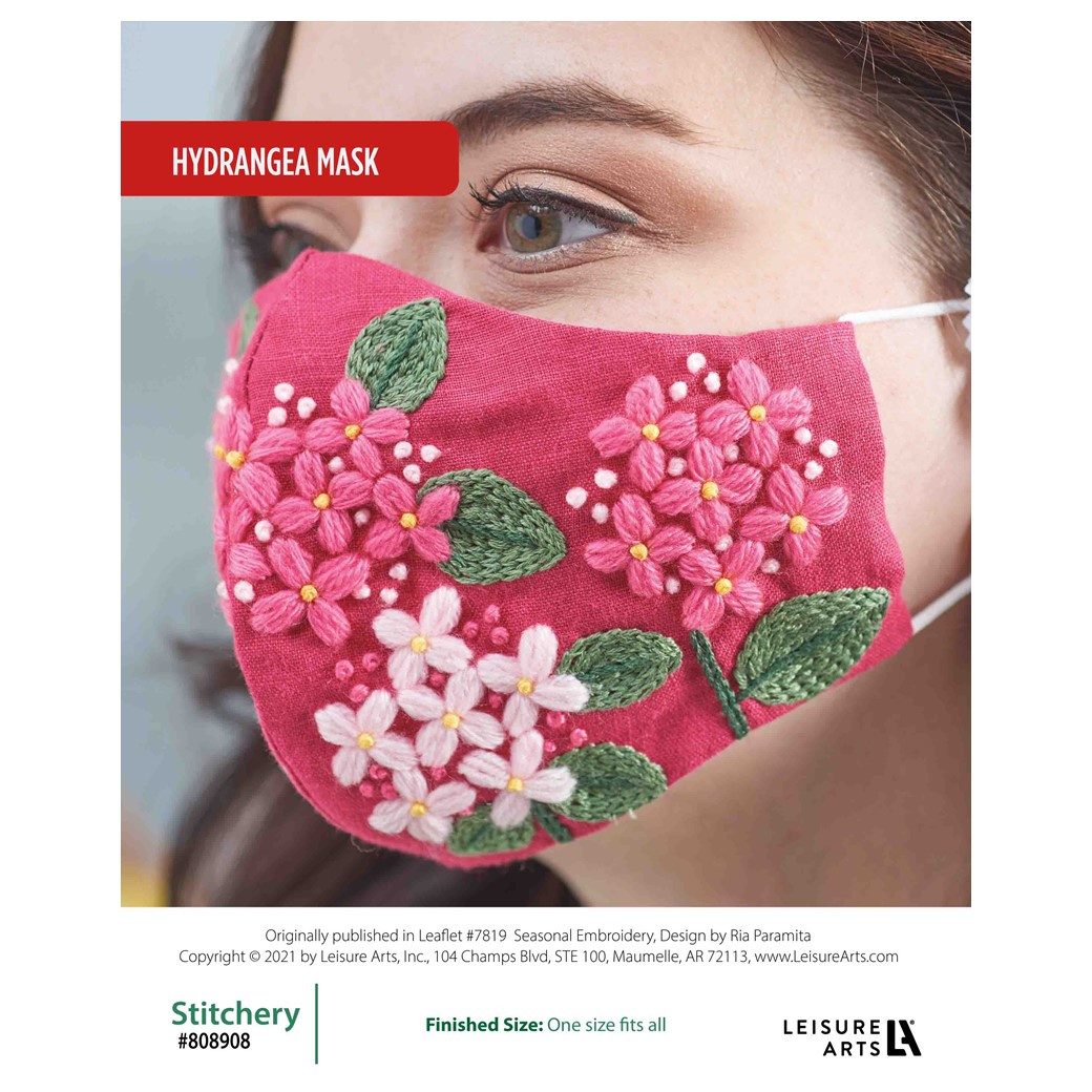 Leisure Arts Embroidered Hydrangea Mask ePattern - Leisure Arts