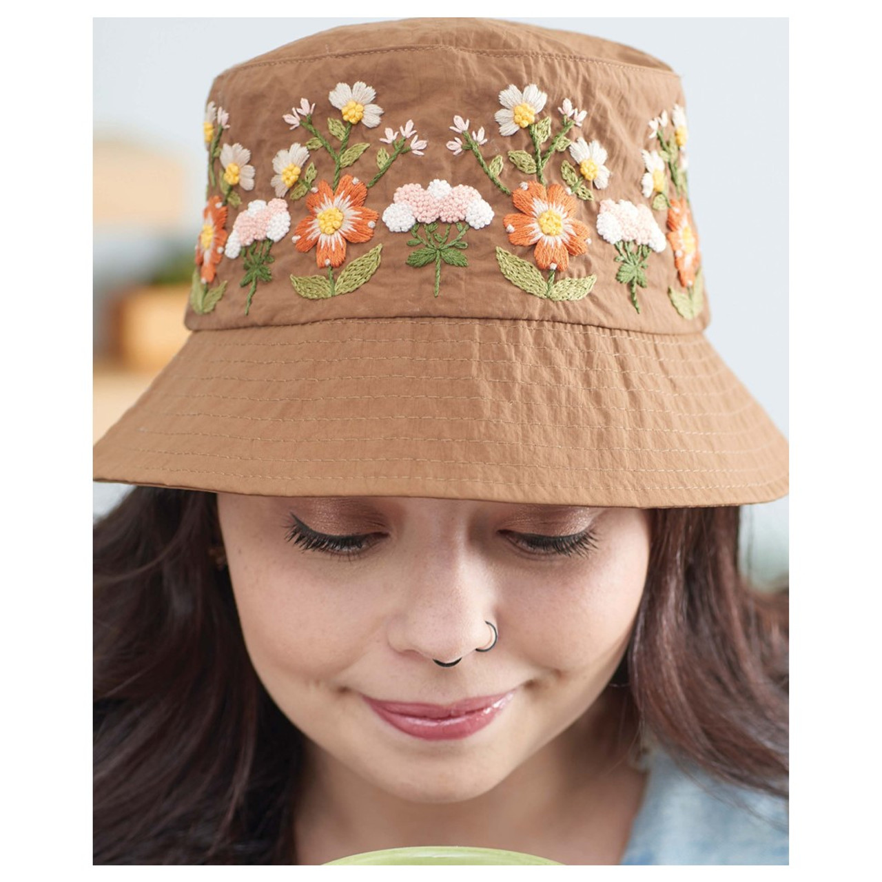 Leisure Arts Embroidered Flower Bucket Hat ePattern